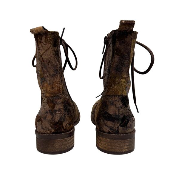 Womens Unity in Diversity Brown Velvet Floral Lace Up Boots Sz 37 7 Portugal - Picture 6 of 10